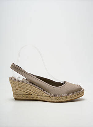 Espadrile vârf deschis toc de 7 la 9 cm gri LA MAISON DE L'ESPADRILLE femeie