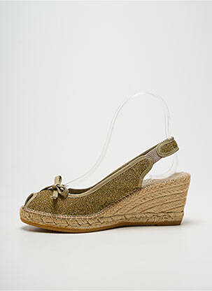 Espadrile țesătură satinată toc de 7 la 9 cm auriu LA MAISON DE L'ESPADRILLE femeie