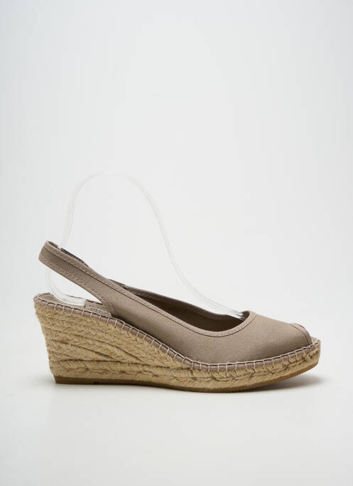Espadrile vârf deschis toc de 7 la 9 cm gri LA MAISON DE L'ESPADRILLE femme