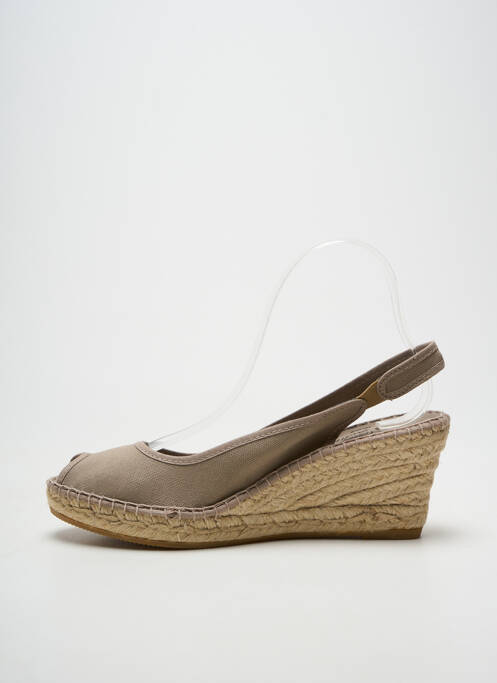 Espadrile vârf deschis toc de 7 la 9 cm gri LA MAISON DE L'ESPADRILLE femme