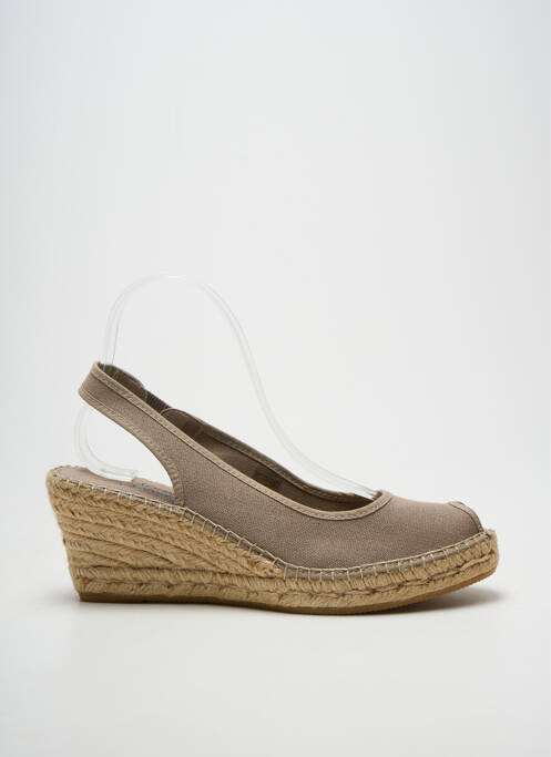 Espadrile vârf deschis toc de 7 la 9 cm gri LA MAISON DE L'ESPADRILLE femme