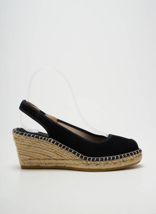 Espadrile vârf deschis toc de 7 la 9 cm negru LA MAISON DE L'ESPADRILLE femme