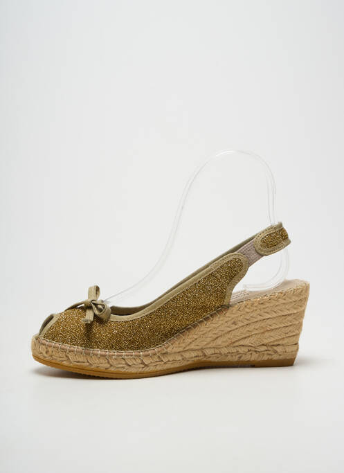 Espadrile țesătură satinată toc de 7 la 9 cm auriu LA MAISON DE L'ESPADRILLE femme