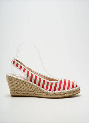 Espadrile țesătură satinată toc de 7 la 9 cm roșu LA MAISON DE L'ESPADRILLE femeie