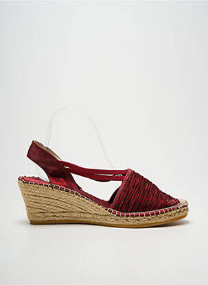 Espadrile țesătură satinată toc de 7 la 9 cm roșu LA MAISON DE L'ESPADRILLE femeie
