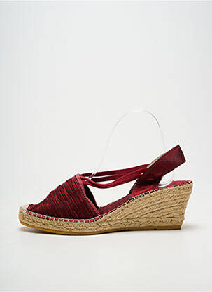 Espadrile țesătură satinată toc de 7 la 9 cm roșu LA MAISON DE L'ESPADRILLE femeie