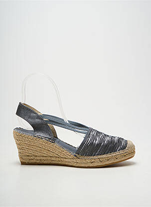 Espadrile țesătură satinată toc de 7 la 9 cm gri LA MAISON DE L'ESPADRILLE femme