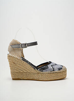 Espadrile vârf rotund toc de 7 la 9 cm argintiu LA MAISON DE L'ESPADRILLE femeie