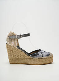 Espadrile vârf rotund toc de 7 la 9 cm argintiu LA MAISON DE L'ESPADRILLE femme