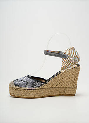Espadrile vârf rotund toc de 7 la 9 cm argintiu LA MAISON DE L'ESPADRILLE femeie