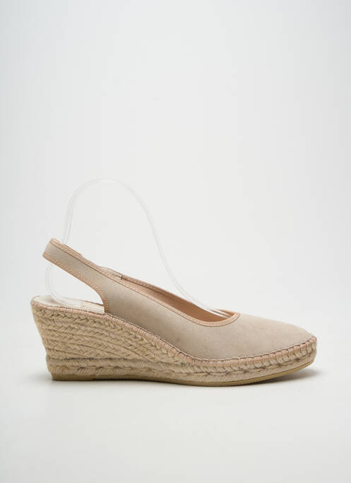 Espadrile vârf rotund toc de 7 la 9 cm bej LA MAISON DE L'ESPADRILLE femme