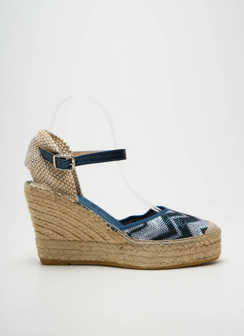 Espadrile țesătură satinată toc înalt de 10cm și mai mult albastru LA MAISON DE L'ESPADRILLE femme
