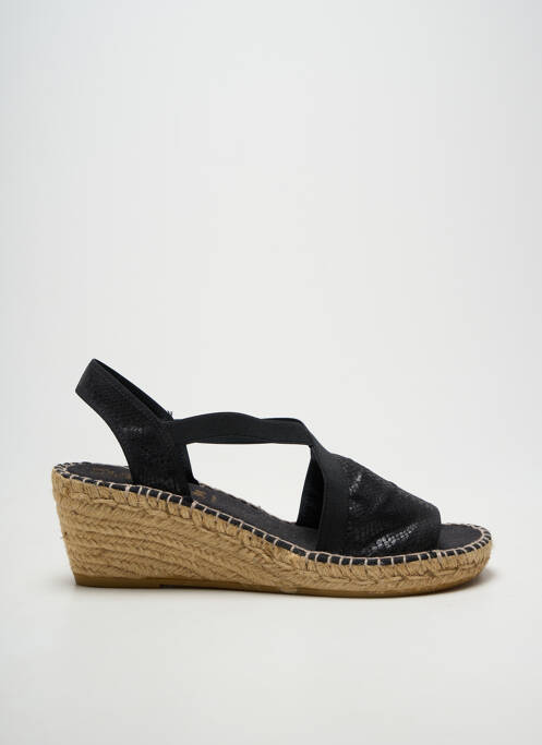 Espadrile țesătură satinată toc de 7 la 9 cm negru LA MAISON DE L'ESPADRILLE femme