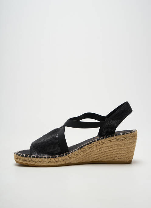 Espadrile țesătură satinată toc de 7 la 9 cm negru LA MAISON DE L'ESPADRILLE femme
