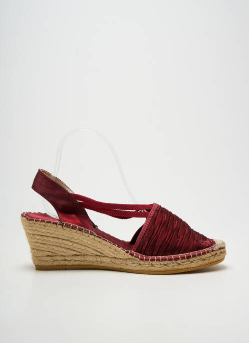 Espadrile țesătură satinată toc de 7 la 9 cm roșu LA MAISON DE L'ESPADRILLE femme