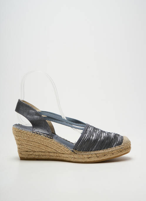 Espadrile țesătură satinată toc de 7 la 9 cm gri LA MAISON DE L'ESPADRILLE femme