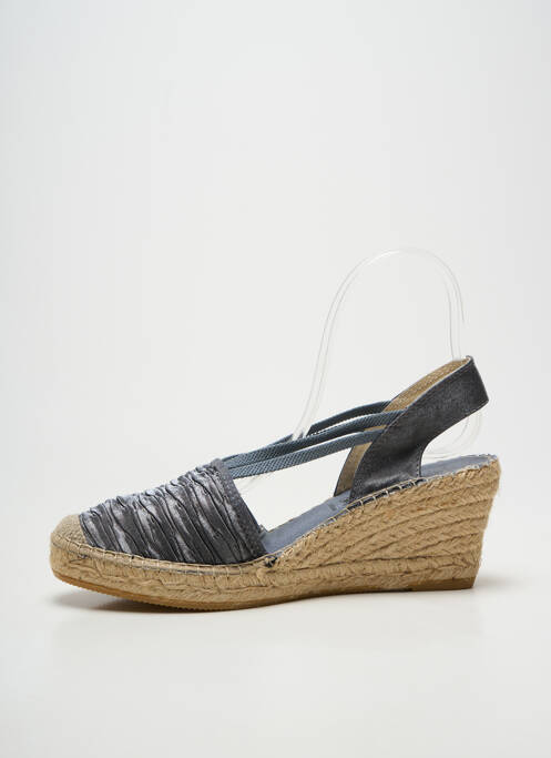 Espadrile țesătură satinată toc de 7 la 9 cm gri LA MAISON DE L'ESPADRILLE femme
