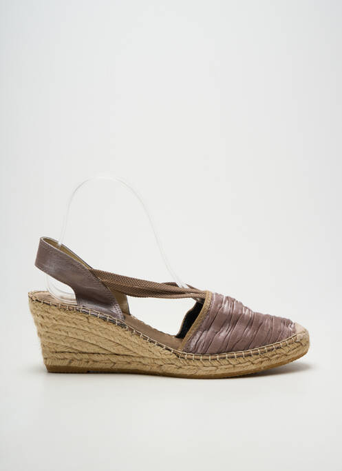 Espadrile țesătură satinată toc de 7 la 9 cm bej LA MAISON DE L'ESPADRILLE femme