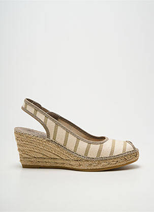 Espadrile vârf deschis toc de 7 la 9 cm bej LA MAISON DE L'ESPADRILLE femme