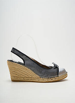 Espadrile țesătură satinată toc de 7 la 9 cm argintiu LA MAISON DE L'ESPADRILLE femeie