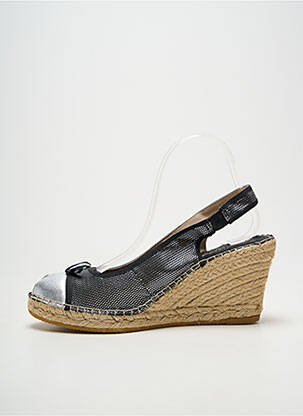 Espadrile țesătură satinată toc de 7 la 9 cm argintiu LA MAISON DE L'ESPADRILLE femeie