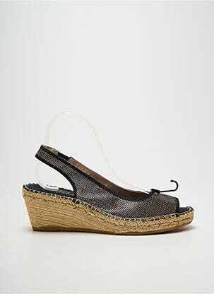 Espadrile țesătură satinată toc de 4 la 6 cm negru LA MAISON DE L'ESPADRILLE femeie