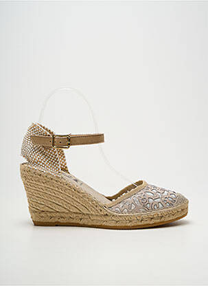Espadrile țesătură satinată toc de 7 la 9 cm bej LA MAISON DE L'ESPADRILLE femeie