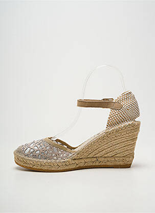 Espadrile țesătură satinată toc de 7 la 9 cm bej LA MAISON DE L'ESPADRILLE femeie