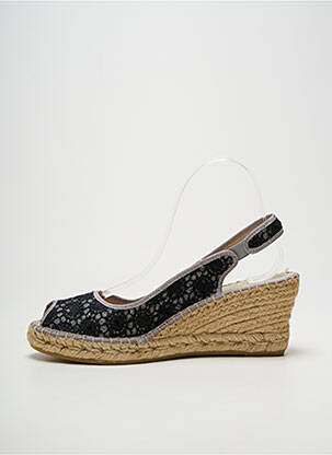 Espadrile vârf deschis toc de 7 la 9 cm negru LA MAISON DE L'ESPADRILLE femeie