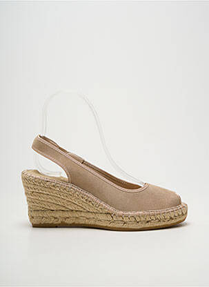 Espadrile vârf deschis toc de 7 la 9 cm bej LA MAISON DE L'ESPADRILLE femme
