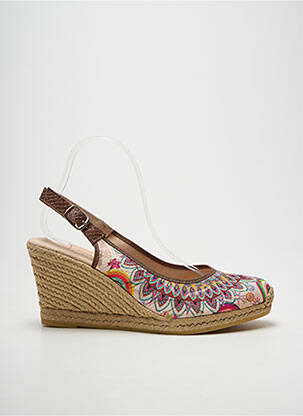 Espadrile țesătură satinată toc de 7 la 9 cm maro LA MAISON DE L'ESPADRILLE femeie