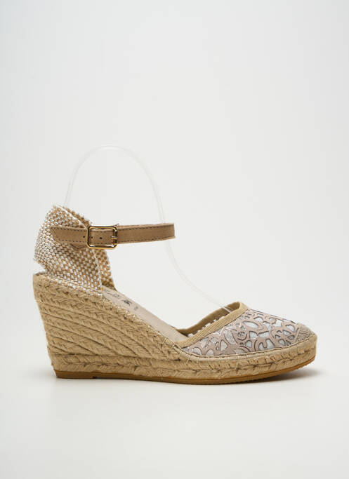 Espadrile țesătură satinată toc de 7 la 9 cm bej LA MAISON DE L'ESPADRILLE femme