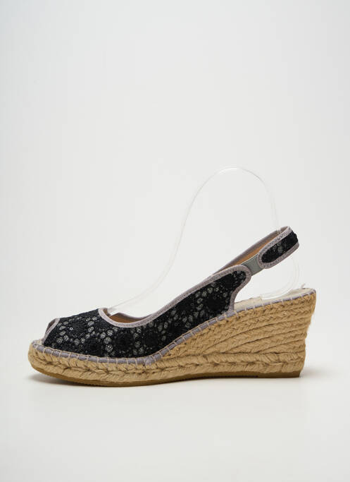 Espadrile vârf deschis toc de 7 la 9 cm negru LA MAISON DE L'ESPADRILLE femme