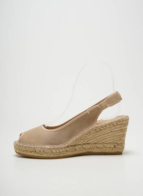 Espadrile vârf deschis toc de 7 la 9 cm bej LA MAISON DE L'ESPADRILLE femme