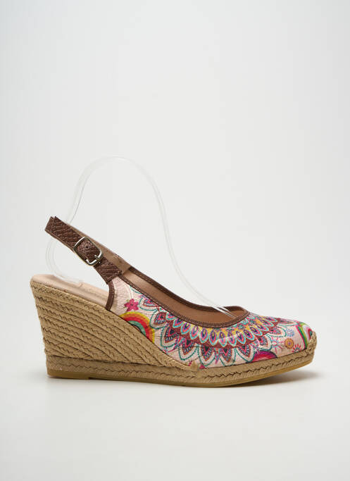 Espadrile țesătură satinată toc de 7 la 9 cm maro LA MAISON DE L'ESPADRILLE femme
