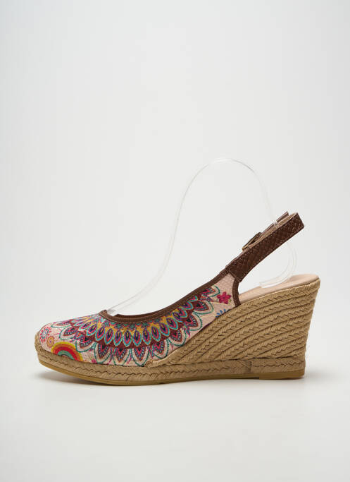 Espadrile țesătură satinată toc de 7 la 9 cm maro LA MAISON DE L'ESPADRILLE femme