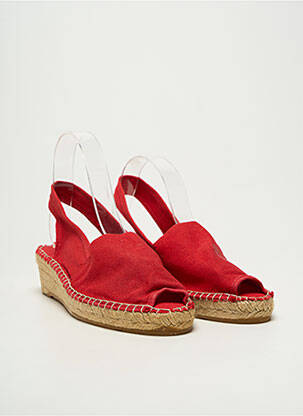Espadrile vârf deschis toc de 4 la 6 cm roșu LA MAISON DE L'ESPADRILLE femeie