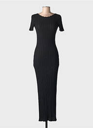 Rochie lungă mâneci scurte mâneci scurte negru LA MAILLE SÉZANE femeie