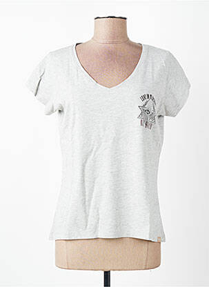 Tricou serigrafie flockată mâneci scurte gri ROSE GARDEN femeie