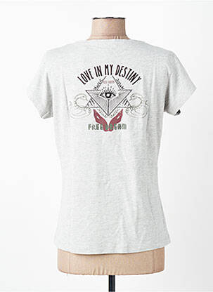 Tricou serigrafie flockată mâneci scurte gri ROSE GARDEN femeie
