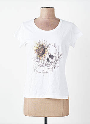 Tricou serigrafie flockată mâneci scurte alb ROSE GARDEN femeie