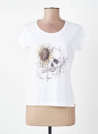 Tricou serigrafie flockată mâneci scurte alb ROSE GARDEN femme