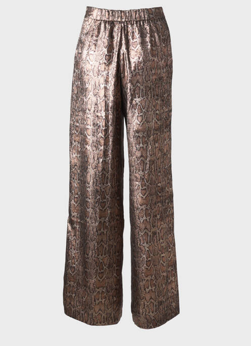 Pantalon larg închidere cu fermoar sub clapetă cu cârlig mărime normală maro MORGAN femme