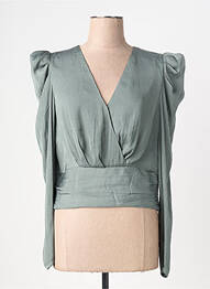 Top guler în v mâneci lungi verde MORGAN femme