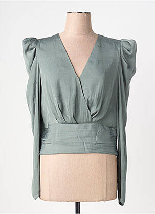 Top guler în v mâneci lungi verde MORGAN femme
