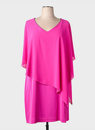 Rochie midi croială fluidă mâneci scurte roz SPG WOMAN femeie