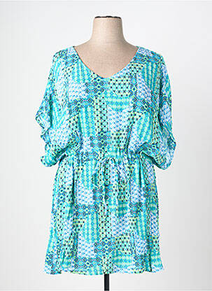 Rochie midi imprimeu fantezie mâneci scurte albastru L'ATELIER D'ANNA femeie