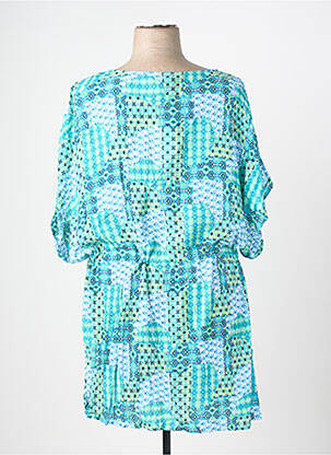 Rochie midi imprimeu fantezie mâneci scurte albastru L'ATELIER D'ANNA femeie
