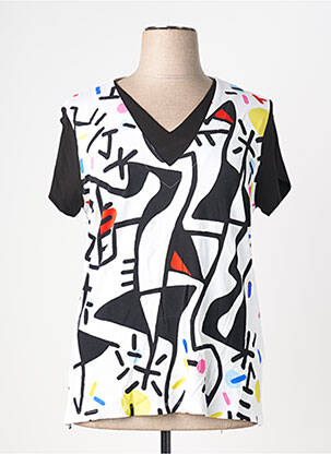 Tricou guler în v mâneci scurte negru DOLCEZZA femme