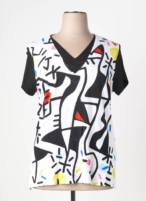 Tricou guler în v mâneci scurte negru DOLCEZZA femme
